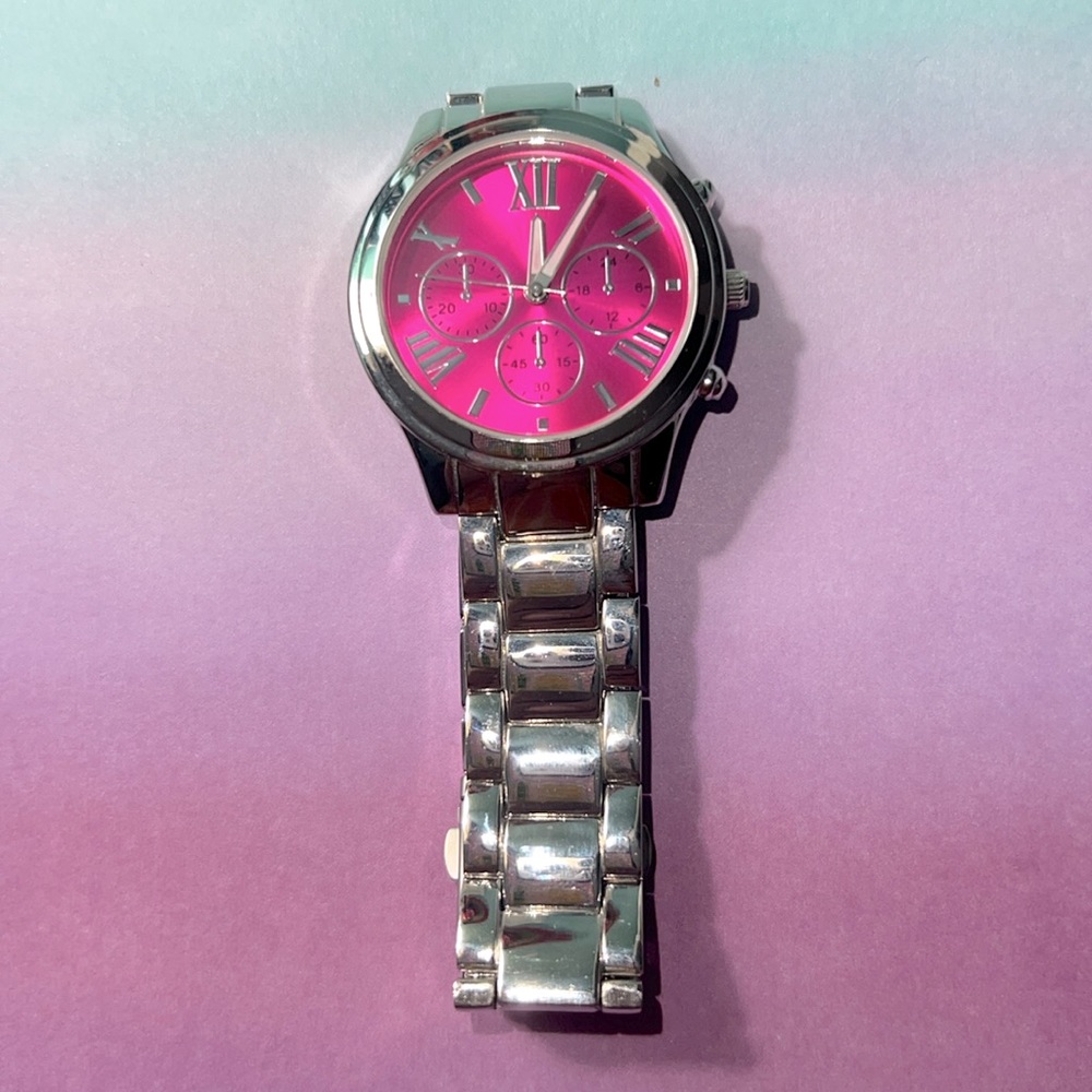Base Metal Bezel 1408 Hot Pink Watch